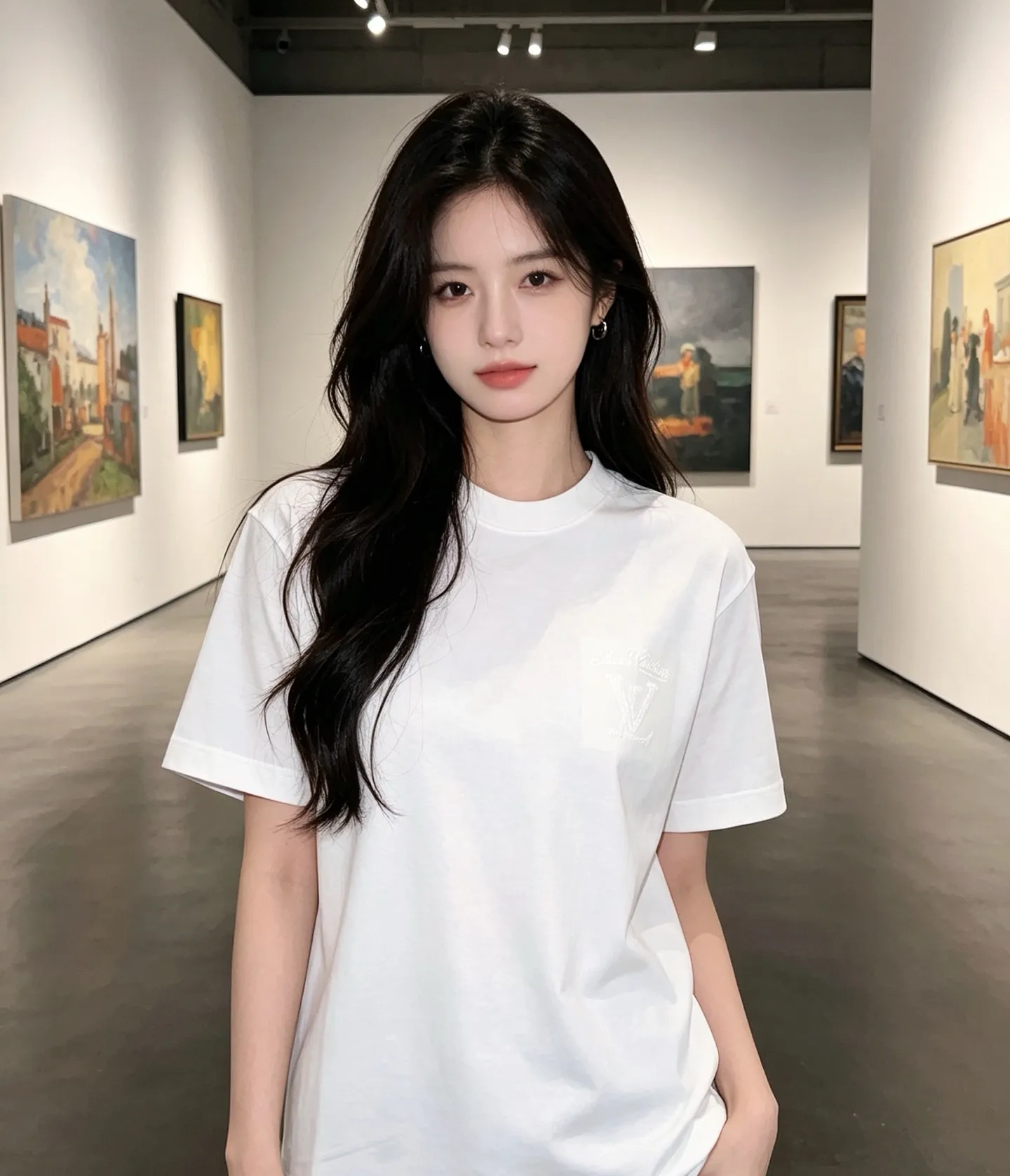 Louis Vuitton/Louis Vuitton hollow tatami embroidered round neck short sleeves on the back